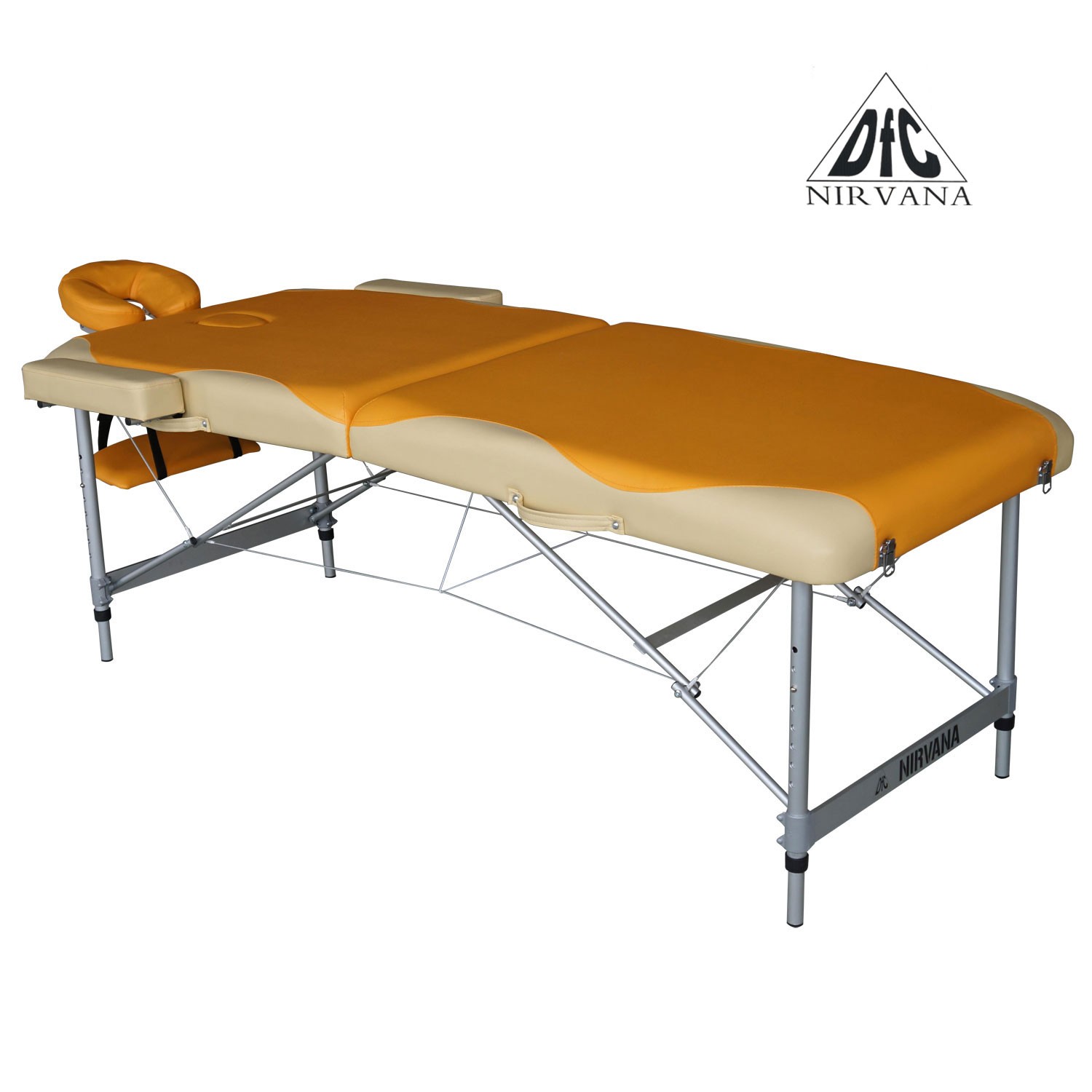 Массажный стол DFC NIRVANA, Elegant PREMIUM, 192x75x6 см, алюм. ножки, цвет оранжевый/бежевый, изображение 2