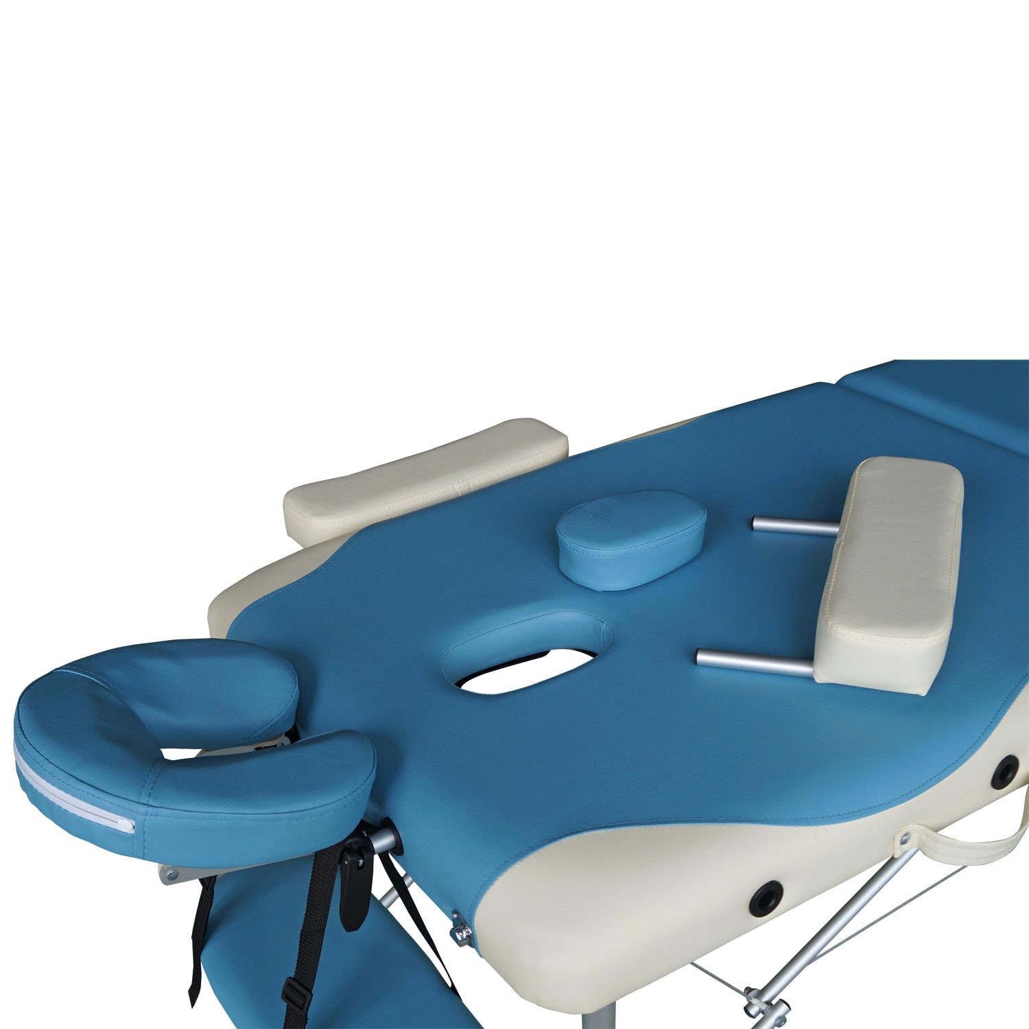 Массажный стол DFC NIRVANA, Elegant DELUXE, 186x70x5 см, алюм. ножки, цвет голубой/бежевый, изображение 7