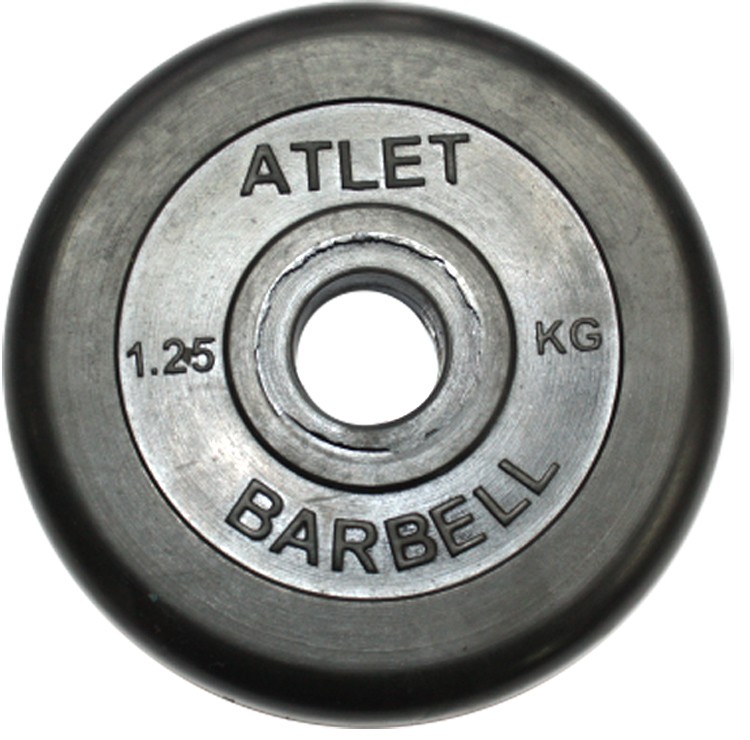 Диск обрезиненный, чёрного цвета, 31 мм, 1,25 кг Atlet